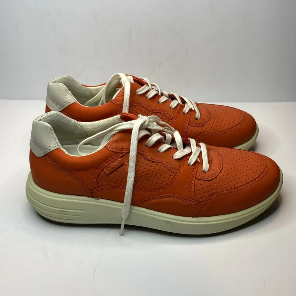 NWOT Ecco Orange Leather Soft 7 Lace Up Sneaker - Picture 5 of 13